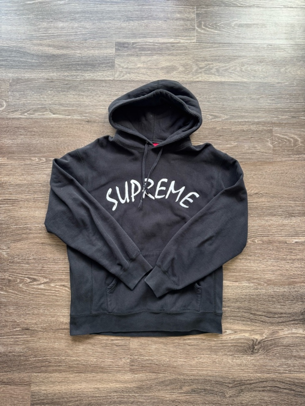 Supreme Black Hoodie with White Arch Logo
